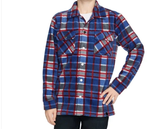 BLUE AND RED BOYS FLEECE SHIRT JACKET